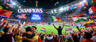足球世界杯决赛现场盛况 - 数万球迷欢呼庆祝